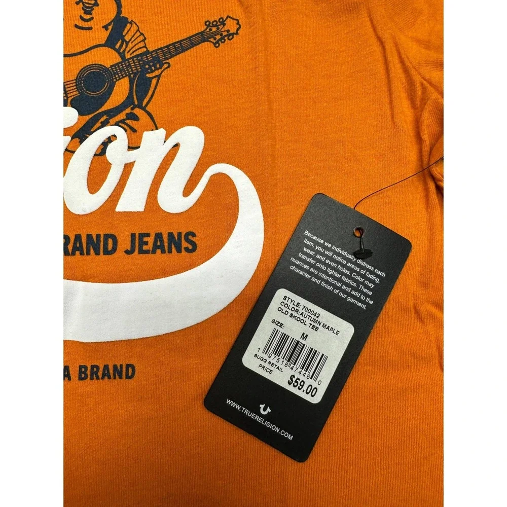 True Religion Mens Autumn Maple Orange Old Skool Buddha Graphic T-Shirt 700042 M